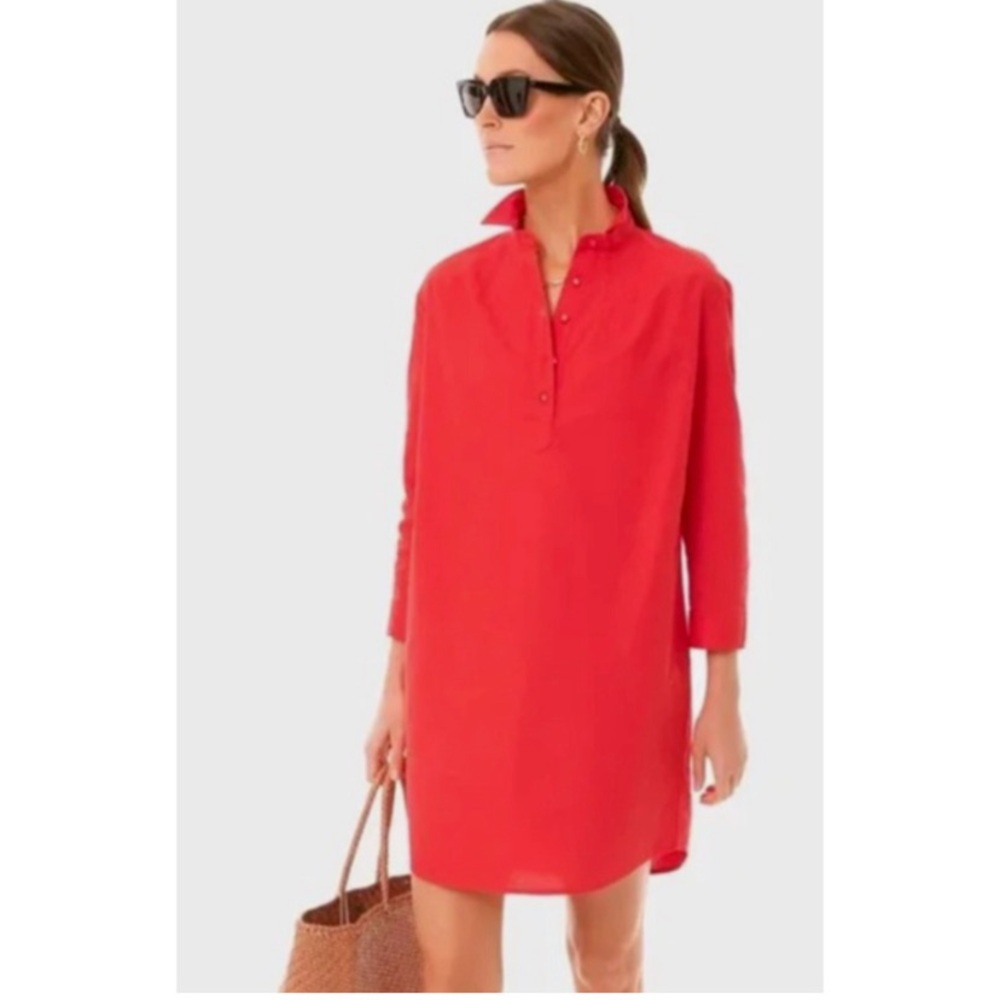 TUCKERNUCK POMANDER PLACE Polly Dress 3/4 Sleeve Poplin Poppy Red Size X-Large